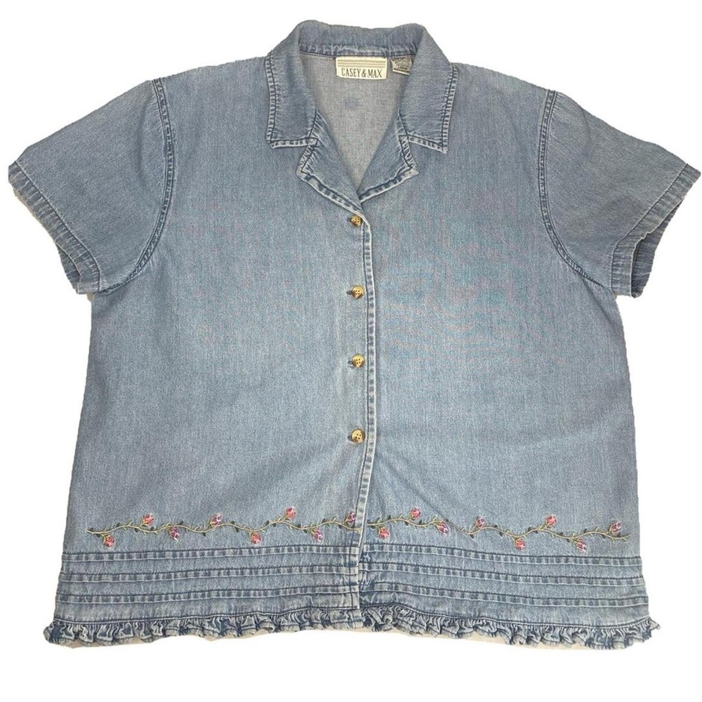Casey and Max chambray embroidered top